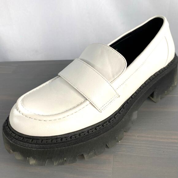 Gabrielle Union Y2K Chunky Platform Loafer Women Size 9 White Lug Sole Academia - Picture 1 of 11